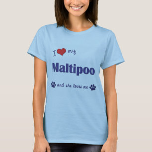 Camiseta Eu amo meu Maltipoo (o cão fêmea)