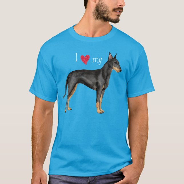 Camiseta Eu amo meu Manchester Terrier (Frente)