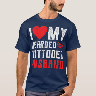 Camiseta Eu Amo Meu Marido Bearded E Attooado Presente Para