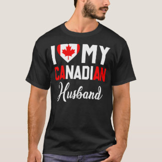Camiseta Eu Amo Meu Marido Canadense Canadá Bandeira Casada
