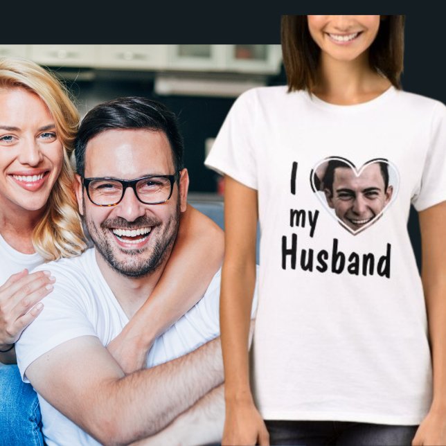 Camiseta Eu Amo Meu Marido Foto Coração (Criador carregado)