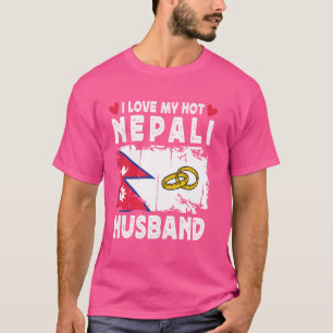Camiseta Eu Amo Meu Marido Hot Nepali Cônjuga Bandeira Nepa