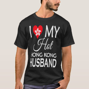 Camiseta Eu Amo Meu Marido Quente de Hong Kong Bandeira de
