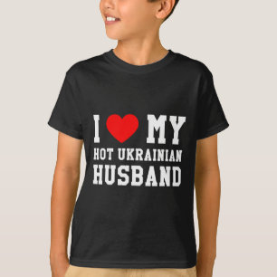 Camiseta Eu Amo Meu Marido Ucraniano Quente Coração Vermelh