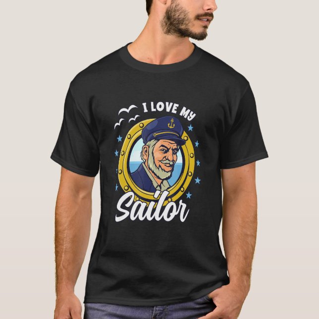 Camiseta Eu Amo Meu Marinheiro Capitão Cruzando Férias (Frente)