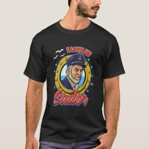 Camiseta Eu Amo Meu Marinheiro Capitão Cruzando Férias