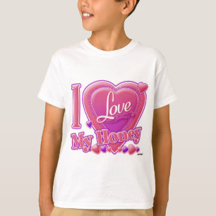 Camiseta Eu Amo Meu Mel Rosa/Púrpura - Coração