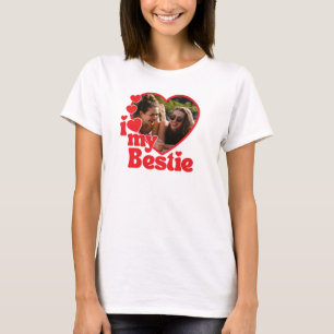 Camiseta Eu Amo Meu Melhor Amigo Coração Foto Personalizada