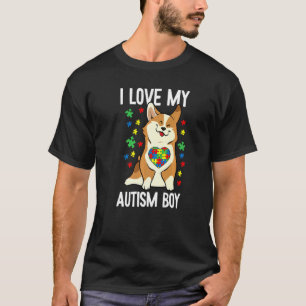 Camiseta Eu Amo Meu Menino Autista Conscientização Corgi Fo