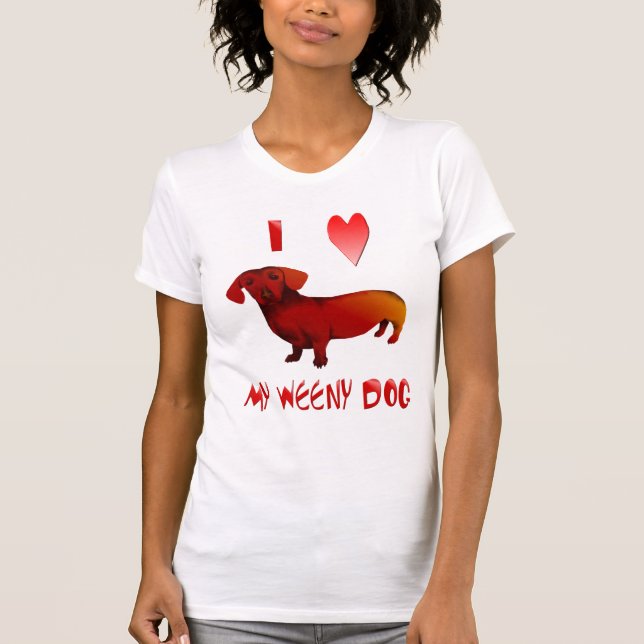 Camiseta Eu amo meu mousepad Weeny do cão (Frente)