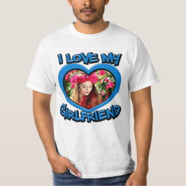 Camiseta Eu amo meu Namorada Bubble Heart Frame Blue