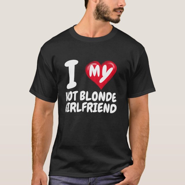 Camiseta Eu amo meu Namorada de loira quente I Red Heart GF (Frente)
