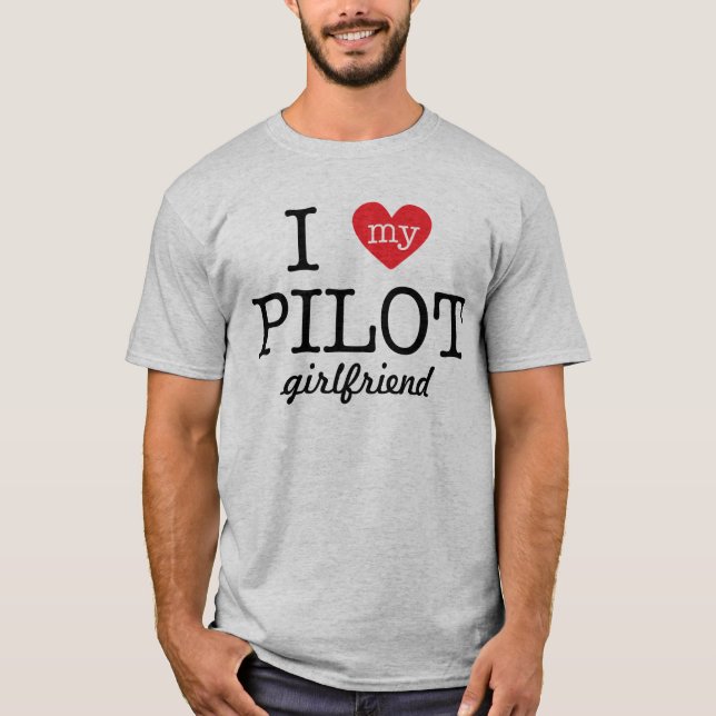 Camiseta Eu amo meu namorada piloto (Frente)