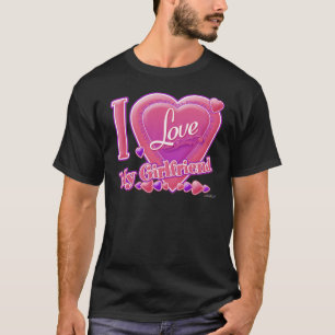 Camiseta Eu amo meu Namorada rosa/roxo - corações