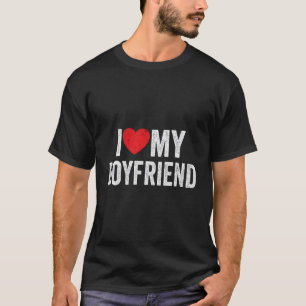 Camiseta Eu Amo Meu Namorado - Eu Coração Vermelho Meu Namo