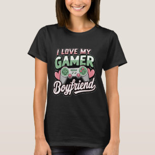 Camiseta Eu Amo Meu Namorado Gamer Coração de São Valentim