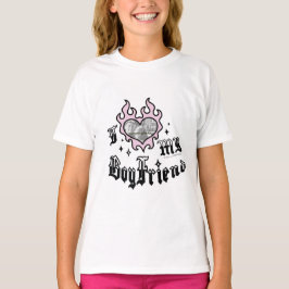 Camiseta Eu Amo Meu Namorado - Rosa - DingusDesign