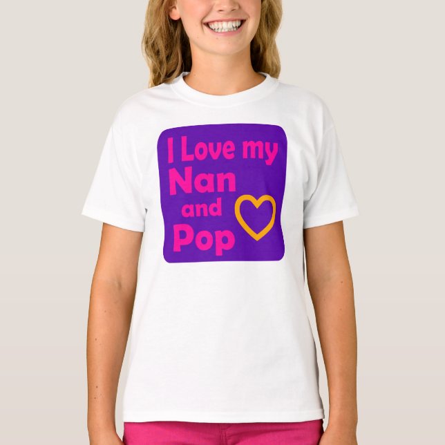Camiseta Eu amo meu Nan e Pop (meninas) (Frente)