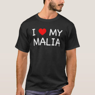 Camiseta Eu Amo Meu Nome Malia Coração Vermelha