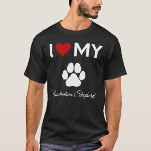 Camiseta Eu amo meu nome personalizado de cão pastor austra