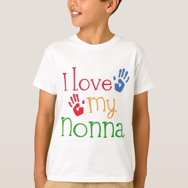 Camiseta Eu amo meu Nonna Handprints (Frente)
