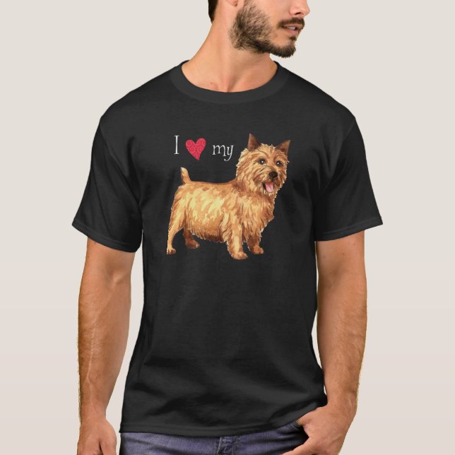 Camiseta Eu amo meu Norwich Terrier (Frente)