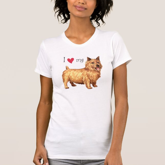 Camiseta Eu amo meu Norwich Terrier (Frente)