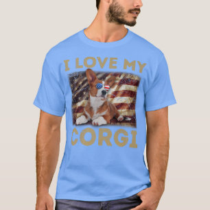 Camiseta Eu Amo Meu Pai De Corgi Mãe A Bandeira Americana C