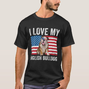 Camiseta Eu Amo Meu Pai Inglês Buldogue Mãe Americana Ban