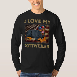Camiseta Eu Amo Meu Pai Rottweiler Mãe Americana Flag Weine