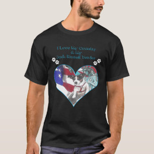 Camiseta Eu Amo Meu País Meu Jack Russell Terrier Patriota
