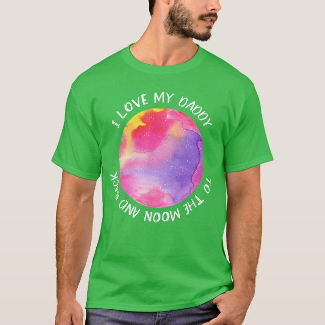 Camiseta Eu Amo Meu Papai Lua para Meninas menina (Frente)