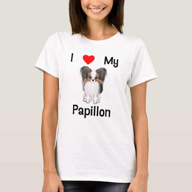 Camiseta Eu amo meu Papillon (a imagem) (Frente)
