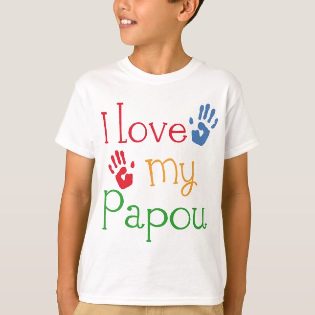 Camiseta Eu amo meu Papou (Handprints) (Frente)