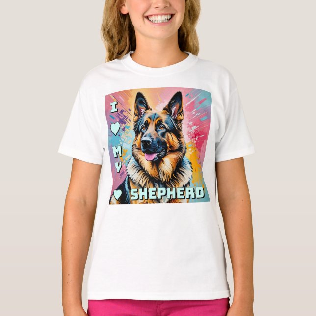 Camiseta Eu amo meu Pastor Alemão (Frente)