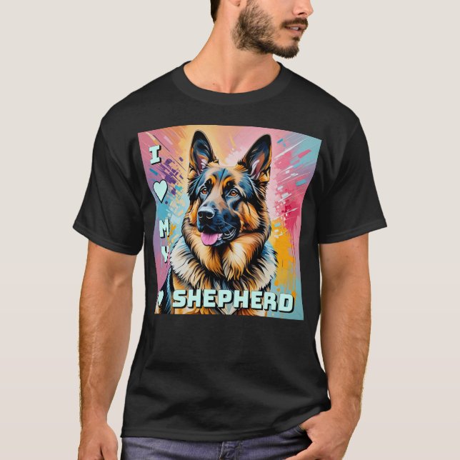 Camiseta Eu amo meu Pastor Alemão (Frente)