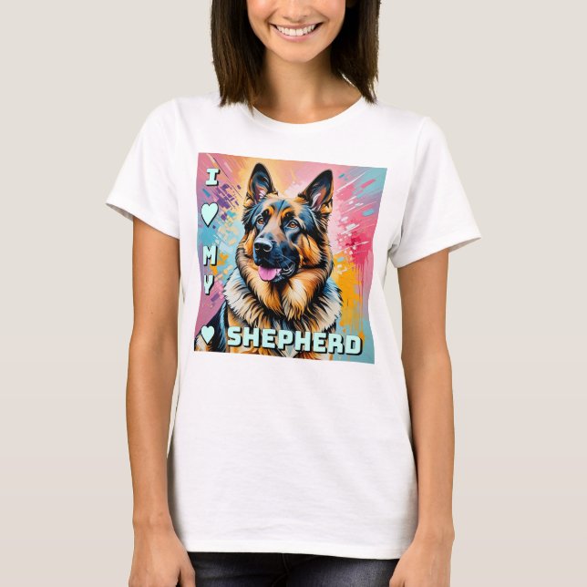 Camiseta Eu amo meu Pastor Alemão (Frente)