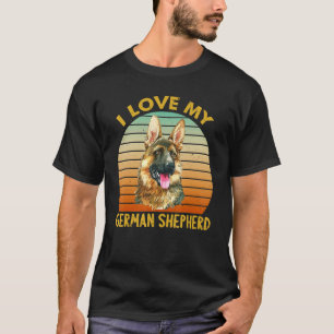 Camiseta Eu Amo Meu Pastor Alemão Retro 1