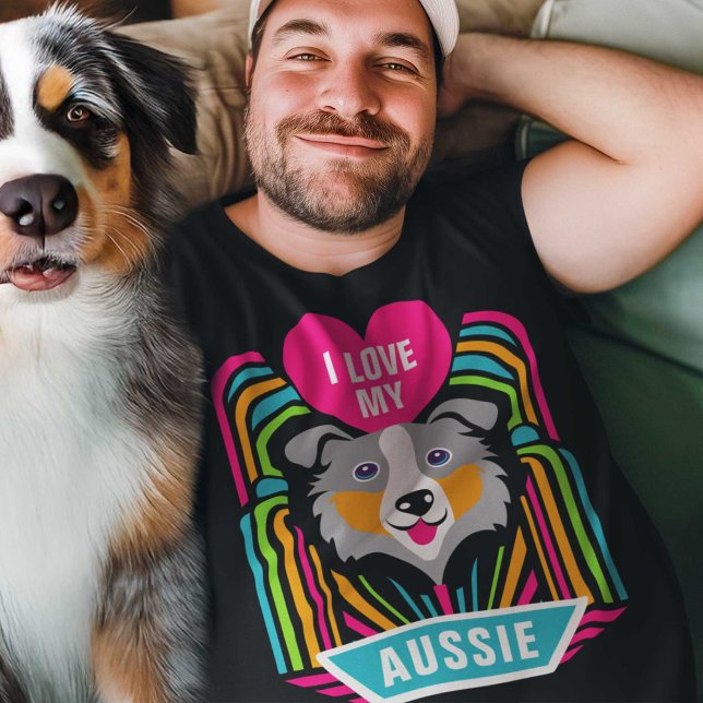 Camiseta Eu Amo Meu Pastor Australiano Aussie Dog Personali (Criador carregado)
