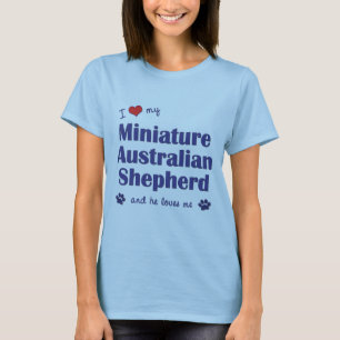 Camiseta Eu amo meu pastor australiano diminuto (o cão