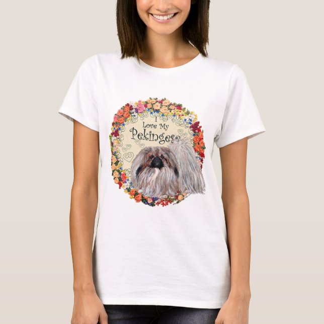 Camiseta Eu Amo Meu Pékinese (Frente)