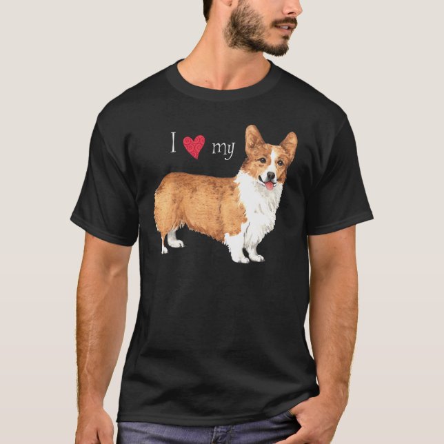 Camiseta Eu amo meu Pembroke Welsh Corgi (Frente)