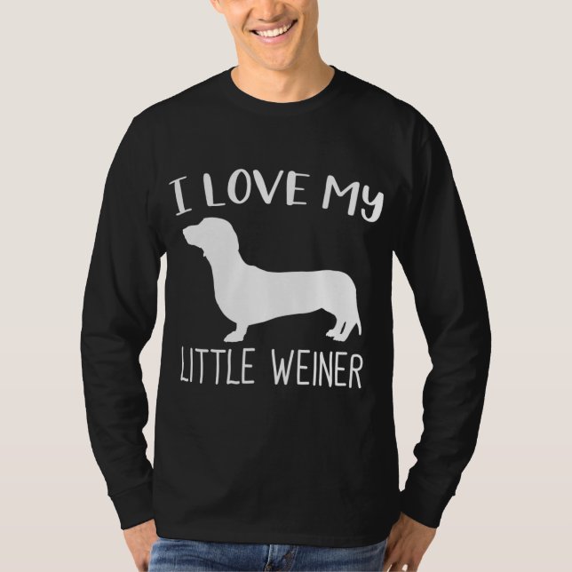 Camiseta Eu Amo Meu Pequeno Cachorrinho De Dachshund Engraç (Frente)