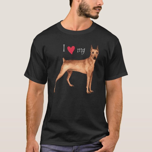 Camiseta Eu amo meu Pinscher alemão (Frente)