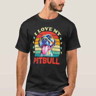 Camiseta Eu Amo Meu Pitbull Homens Mulheres Amam Pitbull Co