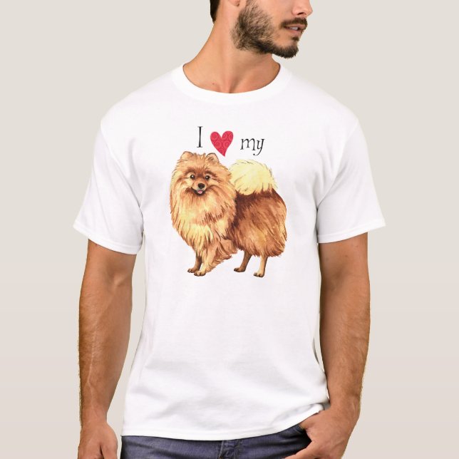 Camiseta Eu amo meu Pomeranian (Frente)