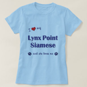 Camiseta Eu amo meu ponto do lince Siamese (o gato fêmea)