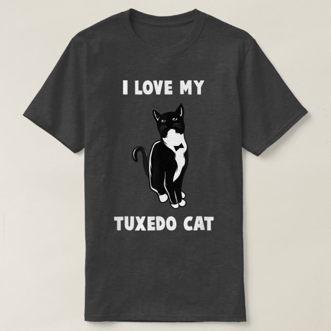 Camiseta Eu Amo Meu Prato De Gato Tuedo  (Frente do Design)