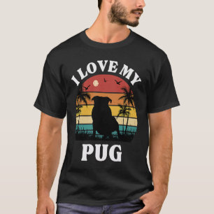 Camiseta Eu amo meu presente de cachorro Pug fofo Pug