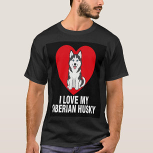 Camiseta Eu Amo Meu Presente do Cão Husky Siberiano Fofo Am